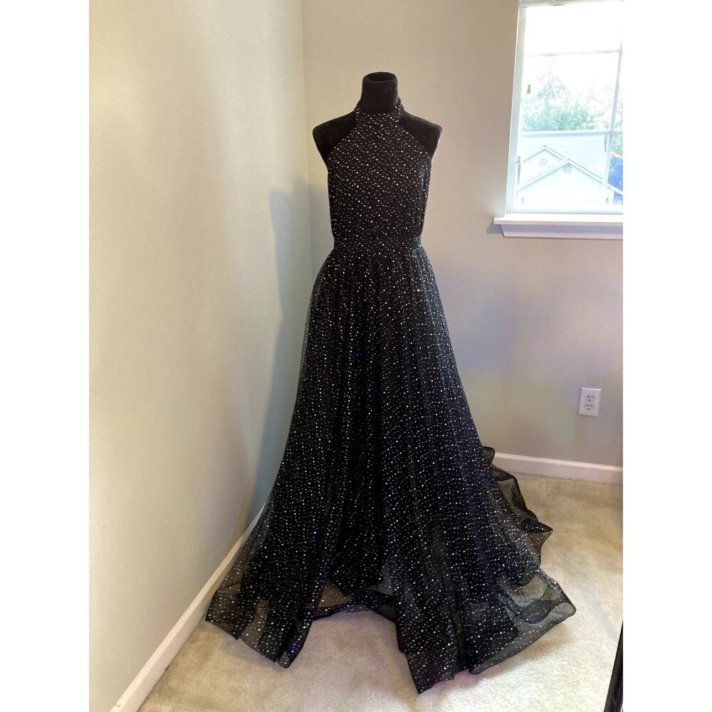Black sparkly tulle ball gown